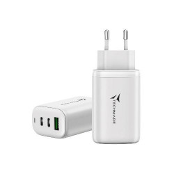 TECHMADE CARICATORE RAPIDO GaN 3PORTE (2 USB-C+1 USB-A) 65 WATT
